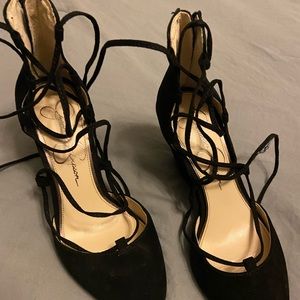 Black wedges lace up